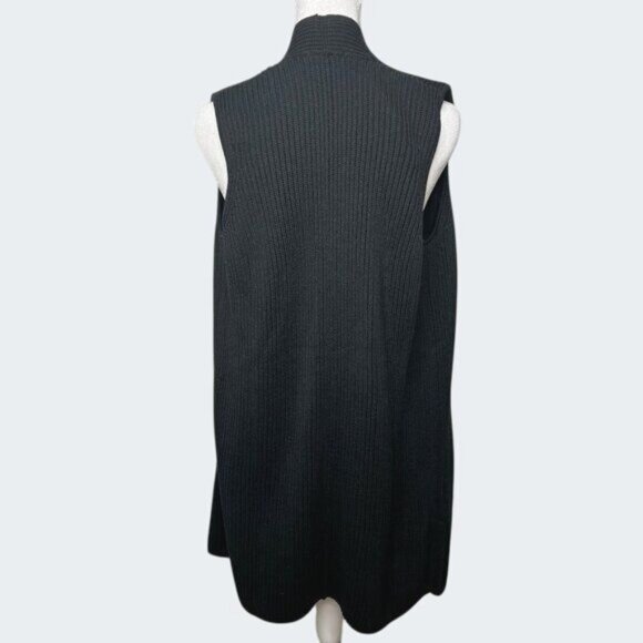 Anthropologie Splendid Juliet Black Ribbed Open Front Knit Vest X-Small - Picture 13 of 16